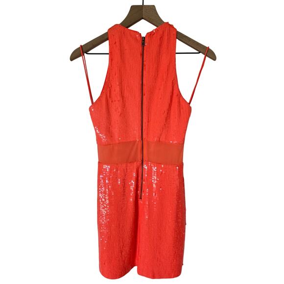 Alice + Olivia Cara Cara Orange Sequin Mini Dress Size 2 Party Look - Picture 4 of 5